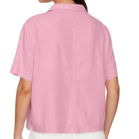 BUFFALO DAVID BITTON Linen Blend Button Front Shirt XL 16 Fidji Pink Blouse NWT - Picture 2 of 9